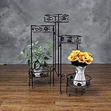 SWEGN Blumenständer, Blumenregal, L73 cm x B 84 cm, Faltbarer Balkon, mehrschichtiger Eisen-Wohnzimmerboden, weißes Huajia (Farbe: Braun)