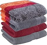 Erwin Müller Handtuch-Set 4er-Pack Walk-Frottier Bordeaux/orange/grau Größe 50x100 cm