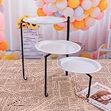 WeiteShow 3 Etagen Dessert Display Platte Serviertablett Kuchenständer Eisen Cupcake Ständer WYR-3 Weiß