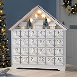 Weiße LED 24 Tage Holz Adventskalender Batteriebetrieben Beleuchtung 24 Schubladen Haus Adventskalender Weihnachten Geschenke