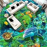 Benutzerdefinierte Fototapete Unterwasserwelt Schlafzimmer Badezimmer 3D Bodenaufkleber Selbstklebender Boden Wasserdichte Kunststofftapeten-450X300cm