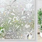 Fensterfolie Dekoratives Fenster Sichtschutzfolie 3D Tulpe Buntglas Fensteraufkleber Anti-UV Sonnenblocker Wärmeregulierung für Zuhause