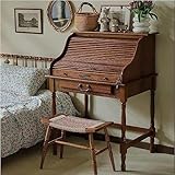 CALMR Vanity-Eichen-Schminktisch mit Ladeanschluss, Nachttisch, Sicherheitsschloss-Design, Schminktisch mit verstecktem Spiegel, Schminktisch