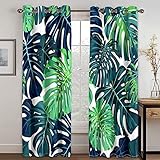 Vorhänge Wohnzimmer Gardinen 3D Kreative Tropische Pflanze Verdunklungsvorhänge Ösen, Muster 2Er Set 280x260 cm Blickdichte Vorhänge, Ösenvorhang 2Er Set, Vorhänge Schlafzimmer, Verdunkelung