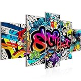 Runa Art - Bilder Graffiti 200 x 100 cm 5 Teilig XXL Wanddekoration Design Bunt 004551b