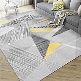 Kunsen Hochflor Teppich Minimale geometrische Anti-Rutsch Teppich aussenbereich grau bunt Sanft80x160CM