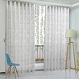 Xmiral Tulle Leaving Paneel Sheer PCs Fenster 1 Vines Vorhang Schal Tür drapieren Gardine Mit Kräuselband Blau