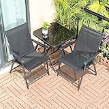 JHKZUDG 3-Teilige Terrassenmöbel-Sets,Patio-Bistro-Set Mit 2 Stühlen Und Glas-Couchtisch,Set Mit Tisch Und Stühlen Für Den Außenbereich Für Garten, Hof, Balkon, Pool