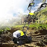 Samnuerly 14-Zoll-Akku-Elektro-Motorhacke/Grubber mit Rädern, Gartenfräsen, 4 Fräsklingen, 36 cm Arbeitsbreite, 20 cm Arbeitstiefe, kabelloser Rasenvertikutierer