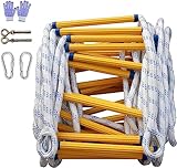 Strickleiter for Fenster und Balkone, Leiter mit Haken und Schlaufe, tragbar und; Wiederverwendbare Feuerleiter aus Nylon (Size : 49FT/15M)