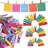 Mini Bunte Holzklammern, 120 Stück 2.5/3/3.5cm Holzklammern Klein, Zierklammern Fotopapier Peg Fotowand Zierklammer Handwerk Clips zum Befestigen Aufhängen von Fotos, Postkarten, Briefen