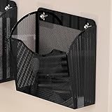 ZJKXJH zeitungsständer Wandmontage Hängemappenhalter, Vertikales Mesh-Dokumentenmagazin-Literaturregal, Einzelne Tasche Display Stand Für Büro, Haus (Color : Black)