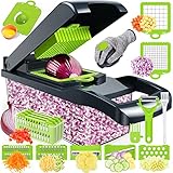 HURRY UP Gemüseschneider, 16 In 1 Gemüse Schneider, Würfelschneider mit 7 Austauschbare Klingen Vegetable Chopper Dicer für Hobeln Von Obst Gemüse, Karotte, Kartoffel, Knoblauch (Grau)