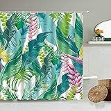 Tropische grüne Pflanze Palme Monstera Blätter Blume Duschvorhang 3D handbemalter Sommer exotische Badewanne dekorativer Bildschirm S.10 150x200cm