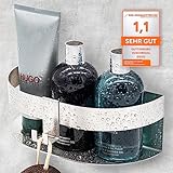 GUTTENBURG Duschablage ohne Bohren mit Twin-Haken (23cm, 1350cm³)| 10kg Tragelast | rostfreier, gebürsteter Edelstahl | einfache Installation