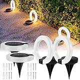 Retrok 4pcs Solar Bodenleuchten Aussen Warmweiss, 17led Solarlampen Für Außen Boden, Ip65 Wasserdicht Auto On/Off Bodenstrahler Außen Mit Verstellbarem Kopf Für Garten Rasen Terrasse