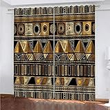 2 Stücke Gardinen Mit Ösen 280 X 250 cm - 3D Druck Retro-Dreieck Verdunkelungsvorhang Blickdichte Vorhänge Fensterdekoration Vorhang Für Schlafzimmer Wohnzimmer Bürohotel