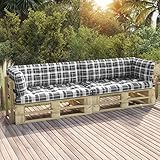 JUNZAI 2-Sitzer-Palettensofa mit Kissen, Gartenlounge, Gartensofa, Terrassenmöbel, Balkonmöbel, Balkon Möbel, Terrassen Möbel, Terrassen Sofa, Grün Imprägniertes Kiefernholz