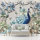 DEKii Größe Foto Selbstklebende Tapete 3D Stereo Relief Pfau Blumen Wandbilder TV Sofa Wohnkultur Wand 3D Tapete Kleister Dekoration Wandbilder Die Wand