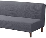 XTHY Stretch Armless Schlafsofa-Bezüge Bezug 3/2/1 Sitzer Sofabezug Ohne Armlehnen Sofa Hussen Armlose Sofabettüberzug Futon Schutzhülle Sofa Überwürfe Grau Elastischer Sofahusse Schlafsofa