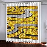 WIRMEC 3D Künstlerische Goldene Textur Muster Vorhang Blickdicht Ösen 2Er Set H 160 X B 140 cm Modern Thermogardine für Wohnzimmer Schlafzimmer, Verdunklungsvorhänge Kinderzimmer Fensterdekoration