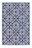 FAB HAB Outdoor-Teppich - wetterfest, farbecht, wendbar - recycelter Premium-Kunststoff - spanische Kacheln Landhaus - Terrasse, Balkon, Garten, Flur, Bad - Läufer San Juan Dunkelblau, 90x150 cm