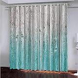 Vorhänge Schlafzimmer 3D Blaue Holzmaserung 182 X 214 cm (B X H) Vorhang Gardinen Blickdicht Mit Ösen Thermovorhang Lichtdicht Für Wohnzimmer Schlafzimmer Kinderzimmer/Uv-Schutz