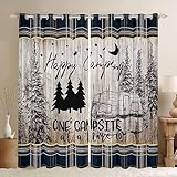 ANEEHA Vorhang Blickdicht Camping Vorhänge Retro-Plaid Gardinen Wohnzimmer Schlafzimmer Verdunklungsvorhänge Thermovorhang 3D Druck Schallschutz Vorhang mit Ösen 2er Set B 75 x H 166 cm
