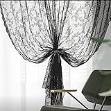 DIBAKO Bistrogardine Scheibengardine Voile Küchengardine Amerikanischer Kurzgardine Kurz Gardinen Spitze Dekoschals Für Kurz Fenster Wäsche, 1 Stück, Schwarz (Color : Black, Size : 75cmx180cm)