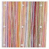 Vorhang aus Kristallperlen 100 * 200 cm Kristallperlen Quaste Silk String Bead Vorhang Türteiler Drapieren Sheer Panel Vorhänge Wohnzimmer Dekor Valance (Color : Multicolour, Size : 100X200cm)