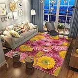 DJHWWD Schlafzimmerteppich Küchenteppiche Gelber Wohnzimmer-Schlafzimmer-Sofa-Couchtisch, Waschbar, Umweltfreundlich, rutschfest Kinder Teppich Mädchen 160X240cm