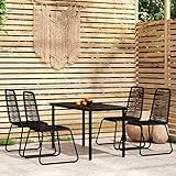 BULANED 5-TLG. Garten-Essgruppe, Gartentisch Mit Stühlen Set, Sitzgarnitur Garten, Gartenmöbel Set, Esstisch Stühle Set, Gartensitzgruppe, Sitzmöbel Garten, Schwarz