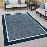 Paco Home In- & Outdoor Teppich, Terrasse u. Balkon, Wetterfest Skandinavischer Stil, Grösse:200x290 cm, Farbe:Blau