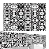 Tsuchiya Fliesenaufkleber, 24 Blatt Selbstklebende, ölbeständige Vintage-Fliesenaufkleber mit Blumenmuster in Schwarz, Fliesenaufkleber, abnehmbare Backsplash-Vinylfliesenaufkleber, Tapeten für Küche