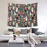 IUBBKI 102 cm x 152 cm, weihnachtliches Nussknacker-Muster, grauer Wandteppich, Wandbehang, Überwurf, Tischdecke für Schlafzimmer, Wohnzimmer, Schlafsaal