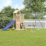 Tidyard Spielturm mit Rutsche und Schaukel, Outdoor Kinder Kletterturm mit Sandkasten, Kletterwand, Holz Spielplatz für Garten, Massivholz Kiefer