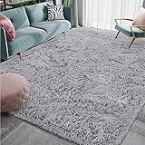 Homore Luxuriöser flauschiger Teppich für Schlafzimmer, Wohnzimmer, weiche Teppiche, super süßer, bequemer Zottelteppich, moderner Teppich für Kinder, Kinderzimmer, Mädchen, Zuhause, 1,5 x 2,4 m, grau