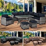 BRAST Gartenmöbel Set Hacienda | bis zu 10 Personen viele Farben | incl. Kissen & Abdeckung | TÜV geprüft | Outdoor Loungemöbel Sitzgruppe Essgruppe Garnitur | Grau/Anthrazit