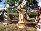 Stabile Holz-Windmühle,WETTERFEST, Gartenwindmühle 100 cm, zweistöckig MIT 2 BALKONEN,WETTERFEST, Garten windmühlen, ohne/mit Solar, WMH100or-OS 1 m groß orange Hellbraun lackiert