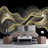 LYSYMO Benutzerdefinierte Wandtapete in jeder Größe Modernes kreatives Licht Luxus 3D Golden Line Fresco TV Sofa 350x256cm