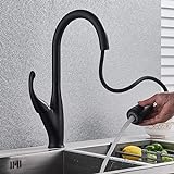Wasserhahn Mischbatterie Kitchen Faucet Pull Out Sprayer Single Handle Mixer Tap Sink Faucet 360 Rotating Kitchen Faucet Hot And Cold Water-Matte Black