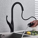 Wasserhahn Mischbatterie Kitchen Faucet Pull Out Sprayer Single Handle Mixer Tap Sink Faucet 360 Rotating Kitchen Faucet Hot And Cold Water-Matte Black