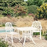 Festnight Balkon-Set Aluminium, Balkongruppe,Garten Essgruppe Aluminiu, Sitzgruppe Garten mit 2X Sessel und Tisch, Gartengarnitur, Sitzgruppe Aluminium, Sitzgarnitur Aluminium Gartenmöbel Set Weiß