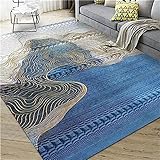 Kunsen küchenteppich waschbar Abstrakte Geometrie Anti Rutsch und Anti Fouling teppische modern Blue Dekoration Wohnung modern Zimmer Dekoration mädchen Zimmer Teppich 150X220CM