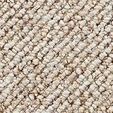 BRICOFLOR Teppichboden Meterware 500cm und 400cm Breite mit grober Schlingen Struktur in Creme Beige natürliche Optik ideal für Schlafzimmer und Wohnzimmer (4 m x 4 m)