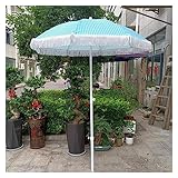 NOIRDA Sonnenschirm Balkon Gartenschirm, Tragbarer Strandschirm, Blau-weiß Gestreifter Sonnenschirm 1,6 M, Höhenverstellbar, Terrassenschirm Mit Rundem Vordach