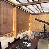 AviiSo Fensterdecor Thermo-Rollo Outdoor Patio Pergola Roller Shades Jalousien 85cm-165cm breit, Bambuslicht filternde Fensterjalousien mit Haken, Anpassbar (Size : 85x180cm(33.5'x70.8'))