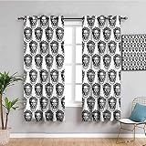 SPADEACES 3D Schwarz-Weiß-Kunst Druck Muster Vorhang Blickdicht, 2 Stücke Gardinen Mit Ösen, Vorhänge Wärmeisolierend Schallschutz Für Schlafzimmer Wohnzimmer Küche Kinderzimmer 300X280Cm (BxH)