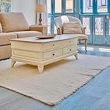 Jarapa Home Weißer Teppich, groß, Handgefertigt aus natürlicher Baumwolle,dekorativ, für Wohnzimmer, Küche, Schlafzimmer und Flur. Kurzflorig, weich und maschinenwaschbar (200x300 cm)