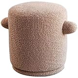 LIULA Runder Sitzhocker Schminktisch Hocker Stoffmaterial aus Lammwolle Gepolsterter Hocker für Wohnzimmer, Schlafzimmer schuhbank sitzbank Pouf hocker Sofahocker(Color:Hellbraun)